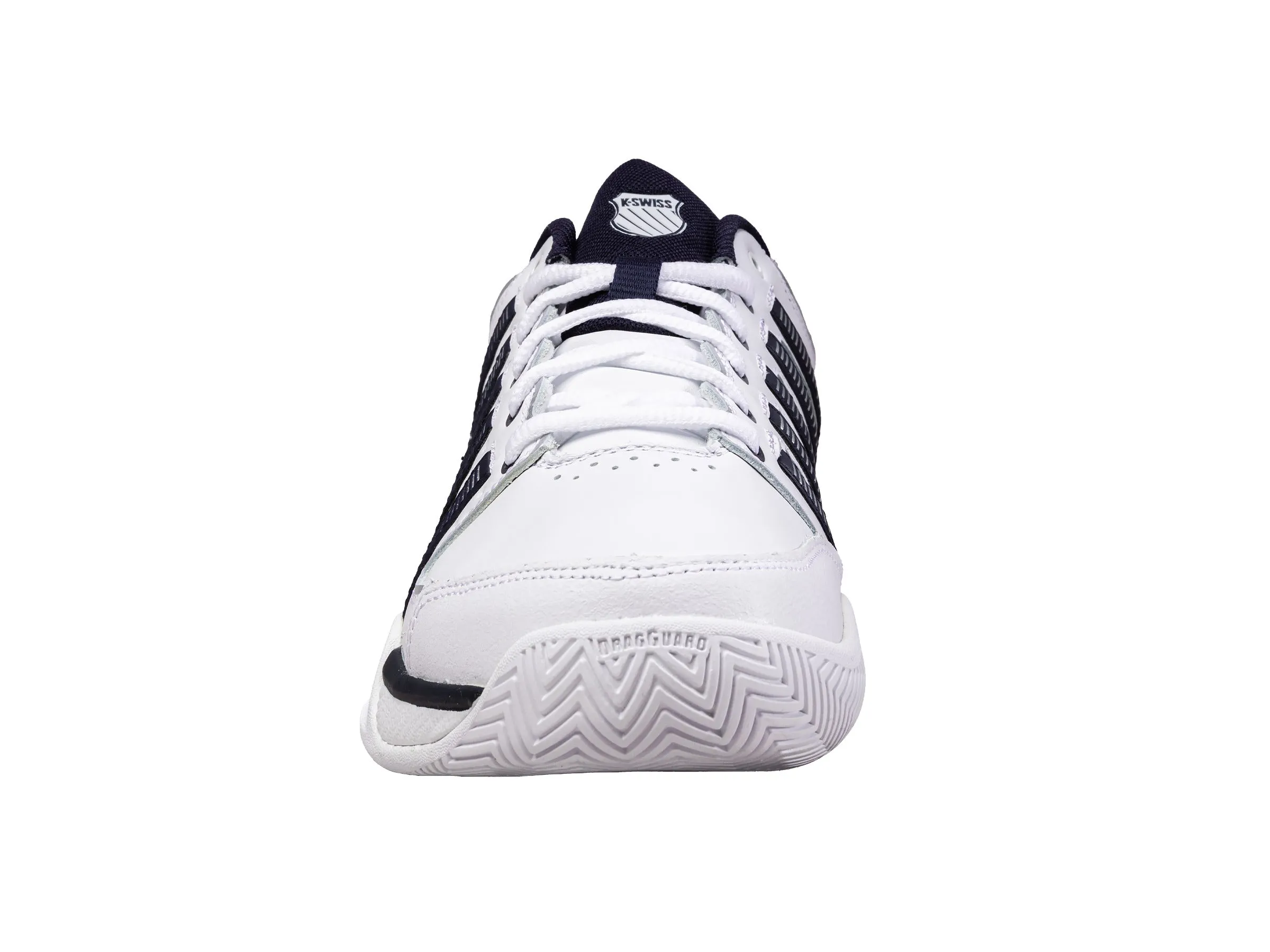 Mens Hypercourt Express Leather Tennis Shoes in White/Navy/Silver