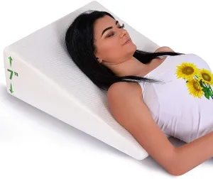 Bed Pillow Wedge For Sleeping - Memory Foam Top - Reduce Neck & Back Pain