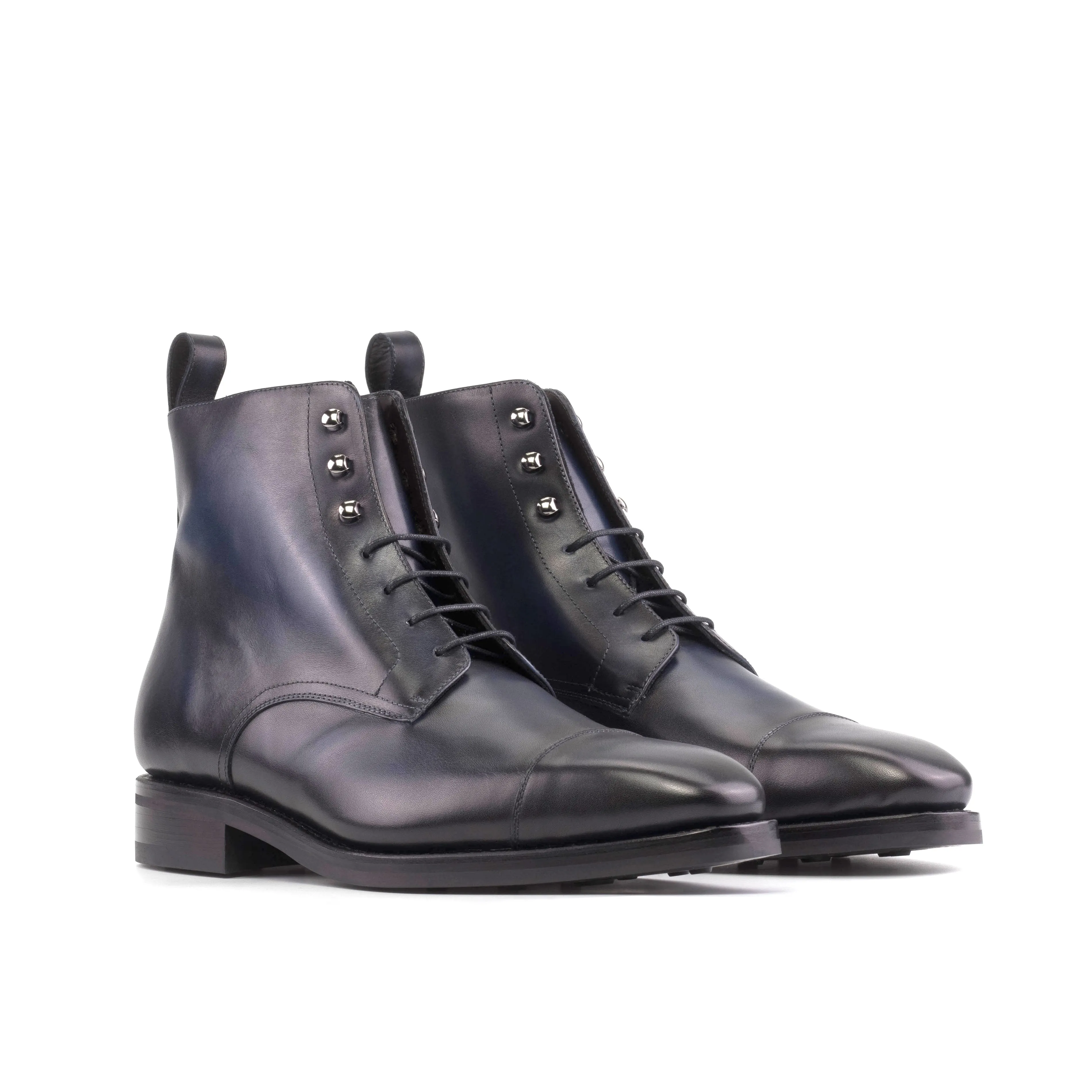 DapperFam Garrison in Navy Men's Italian Leather Jumper Boot