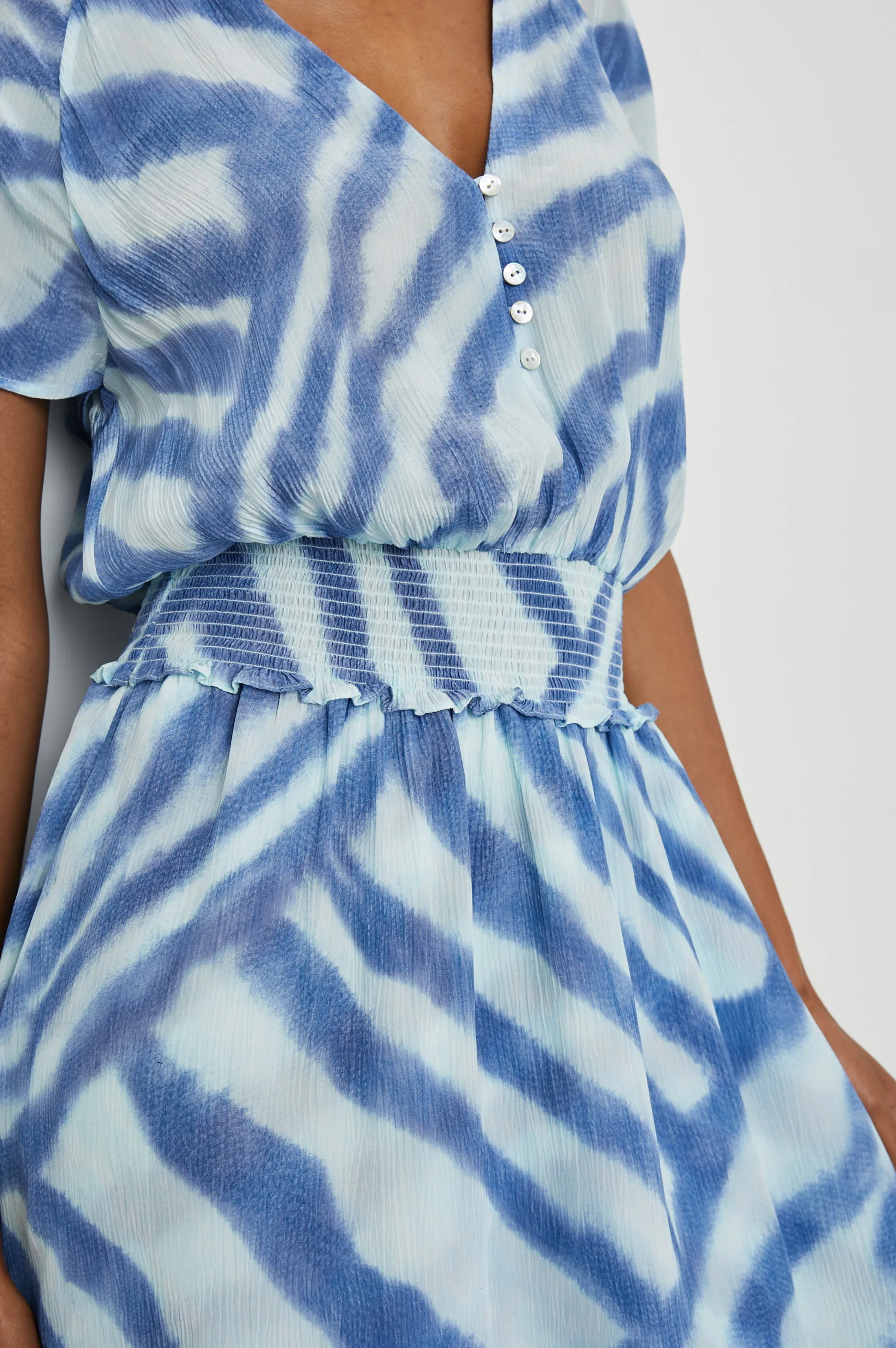 KARLA DRESS - BLUE WATERCOLOR STRIPES