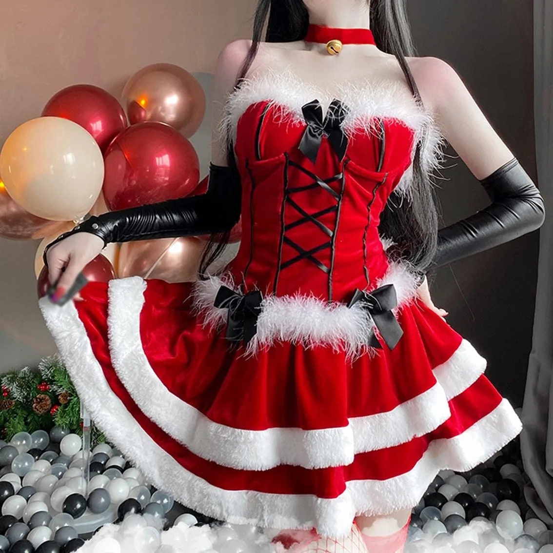 Lace Up Santa Dress   Costume