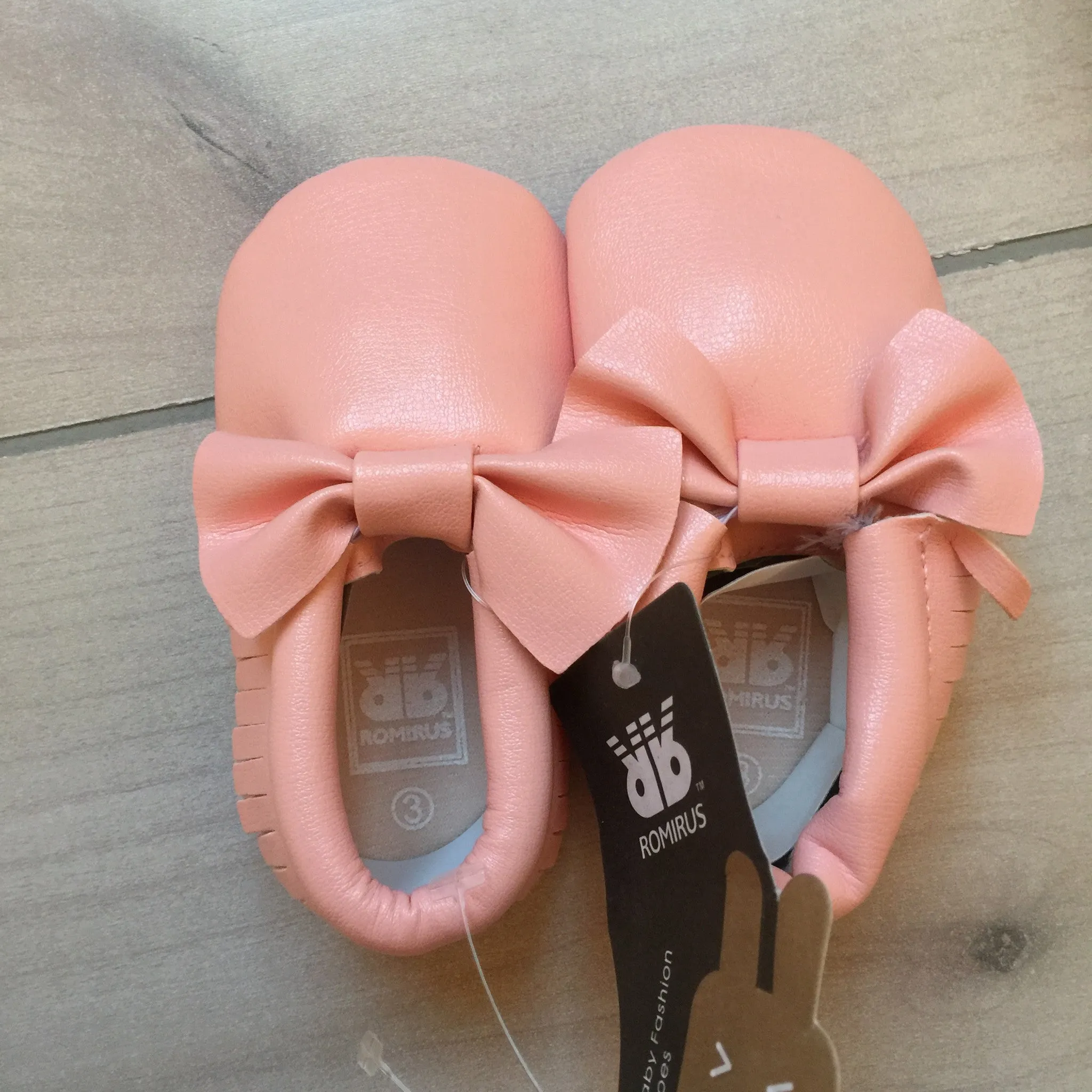 NEW Romirus Pink Faux Leather Moccasins