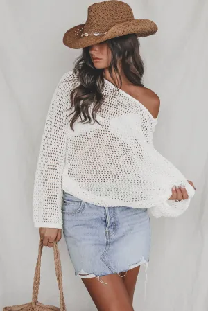 Ocean Calling Cream Knit Cover Up Top