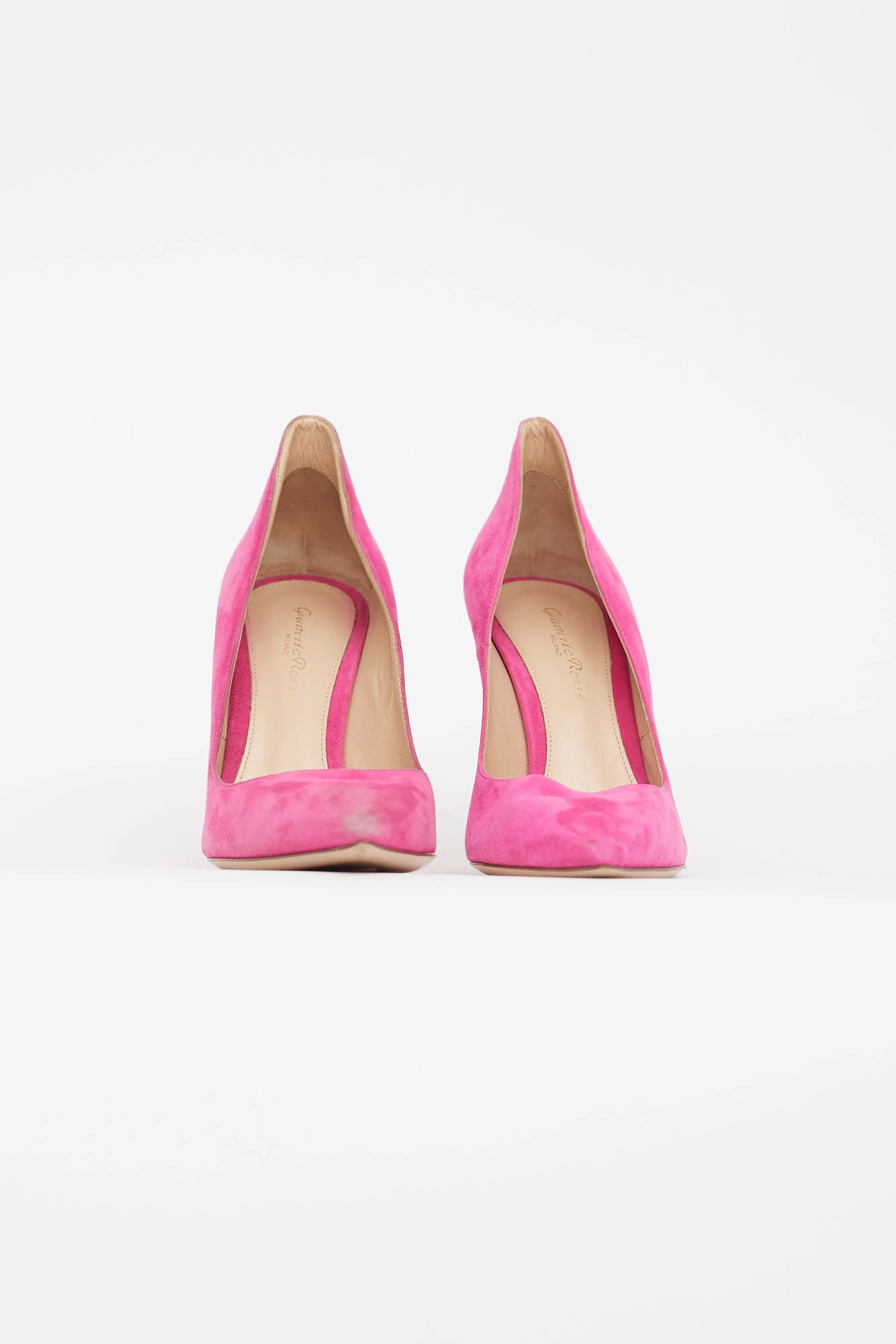 Pink Pointed Toe Suede Heel