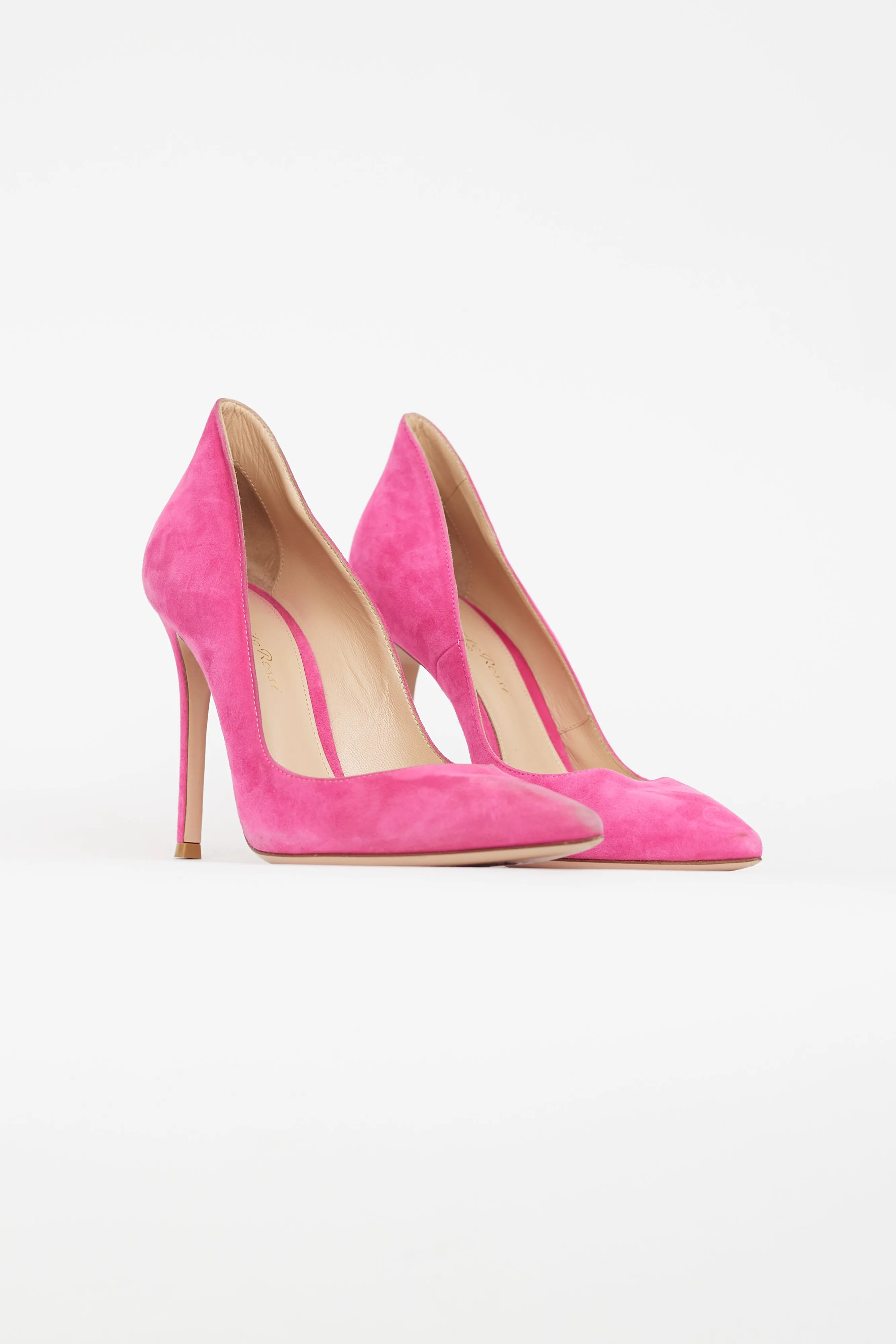 Pink Pointed Toe Suede Heel