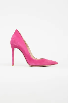 Pink Pointed Toe Suede Heel