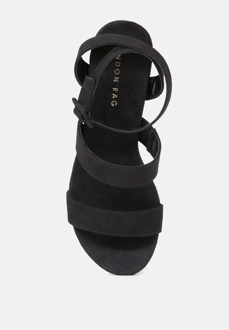 Reese Black Ankle-Strap Wedge Sandals