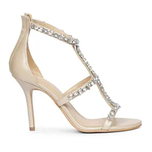 Saint Ella Stone Embellished Strappy Champagne Leather Stilettos