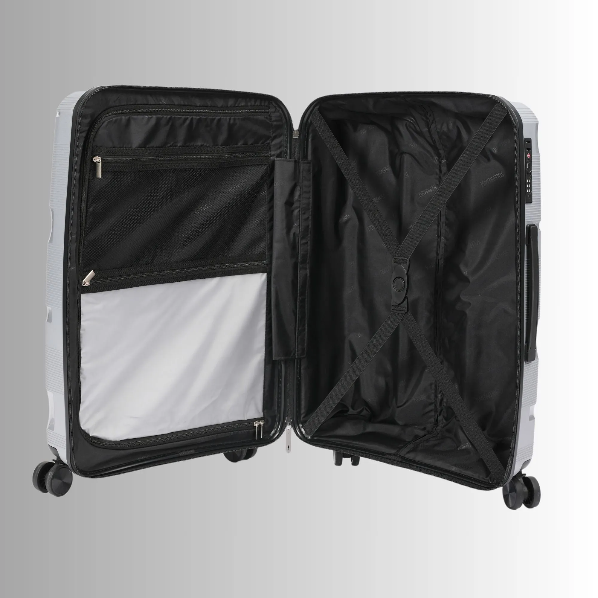 Silver Hardcase Roller Carry On Luggage 20' with 360° Wheels