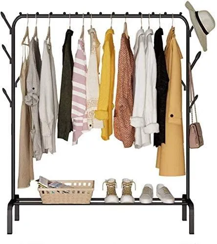 Sparkenzy Multipurpose Clothes Metal Rack with Bottom Shelves