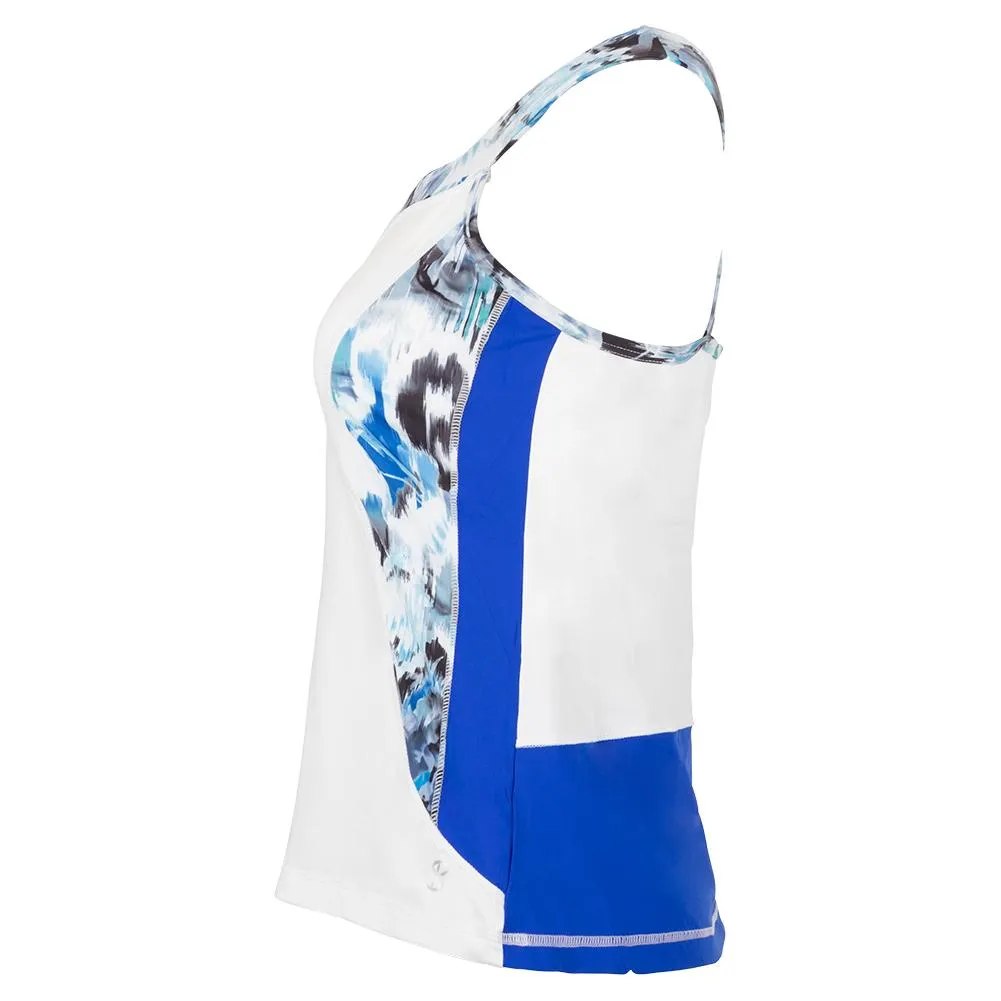 Women's Tennis Cami White and Royal Waters