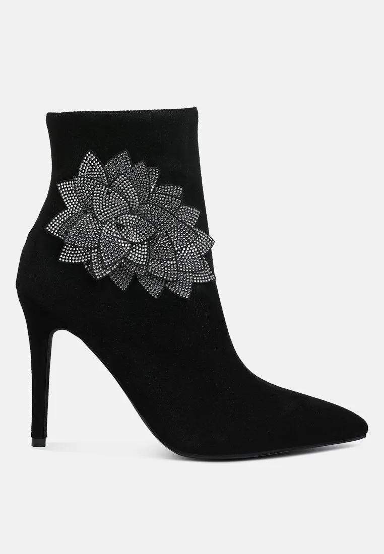 Yarrow Rhinestones Petal Detail Boots