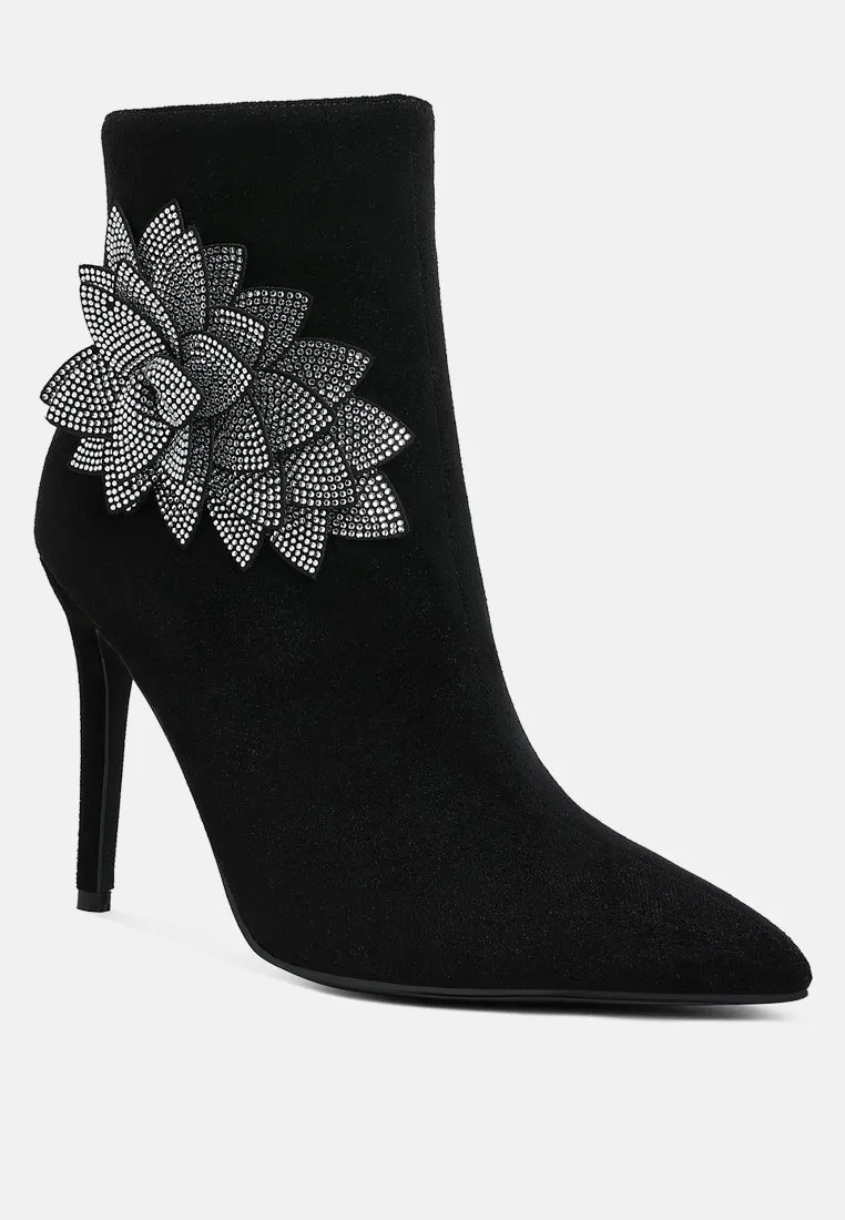 Yarrow Rhinestones Petal Detail Boots